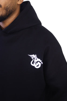 BLACK DRAGON HOODIE WITH PRINT